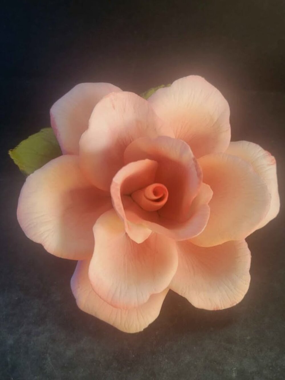 Capodimonte porcelain Coral Rose Figurine Made In Italy